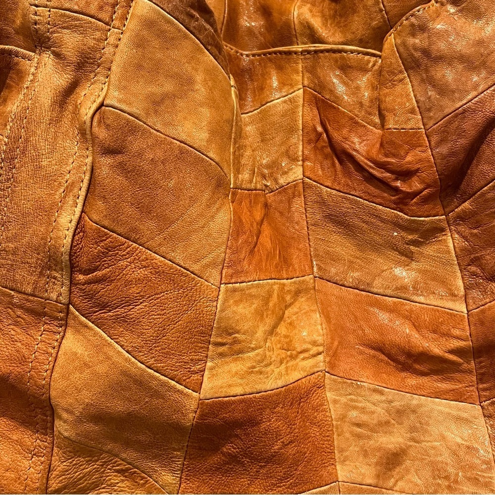 🥑Patchwork Leather Hobo Bag | Brown | Soft Handle & Pockets - Picture 2 of 8